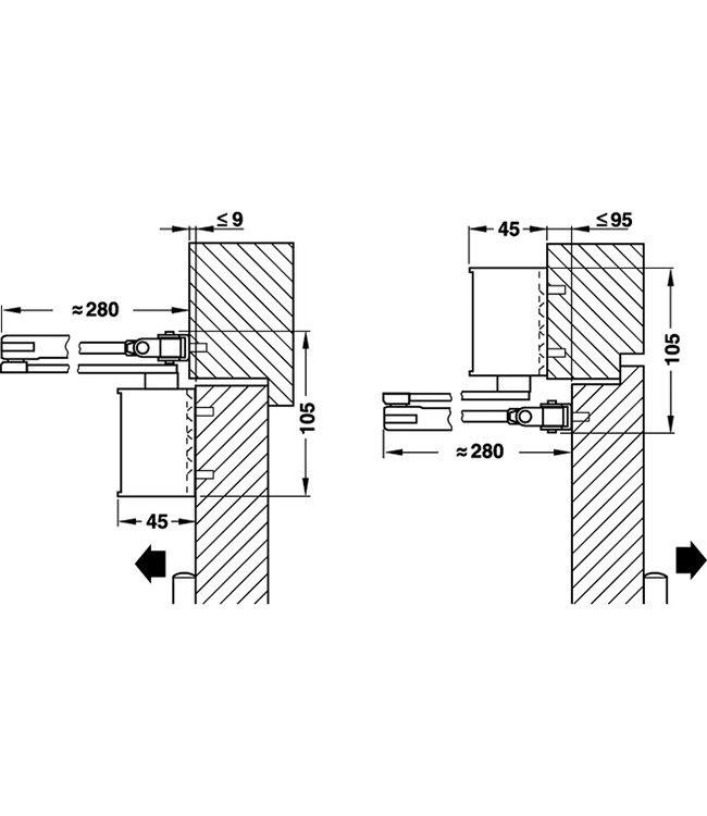 Dorma Türschließer TS71 mit Gestänge Silberfarben Feuer- und Rauchschutz